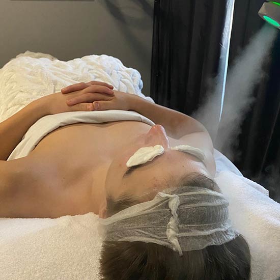 Blanca steam facial on a male client