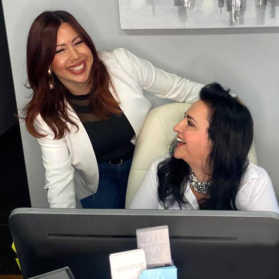 Blanca and Kim at Lashes by Design front desk