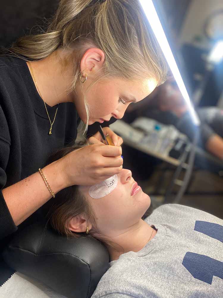 Student taking a lash course in Whitby